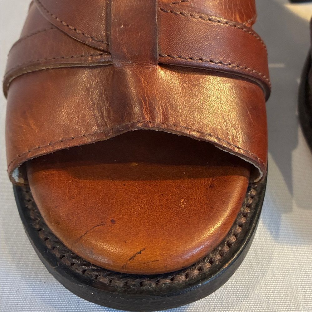 NWT Freebird by Steven Claw strappy block heel distressed brown leather sandals - Picture 11 of 15